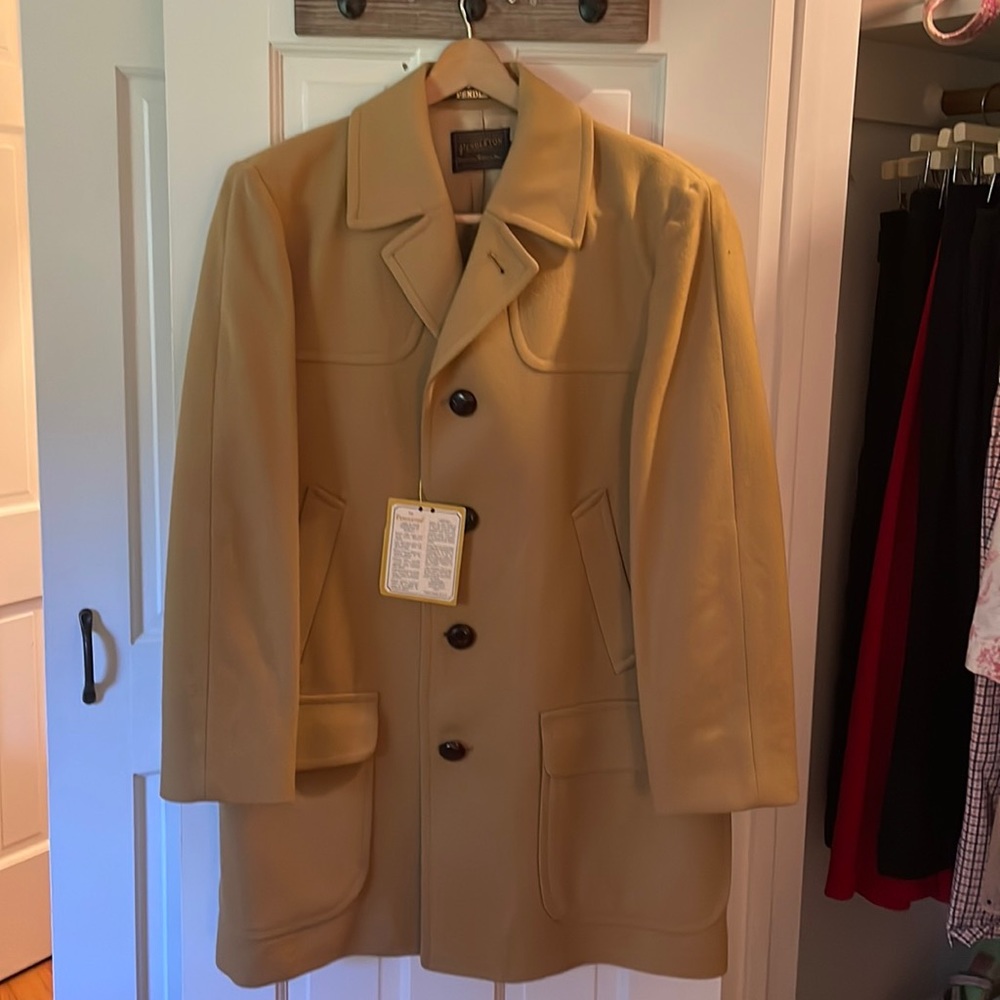 Vintage 1970s Perfect Men’s Pendleton virgin wool Coat - original tags!